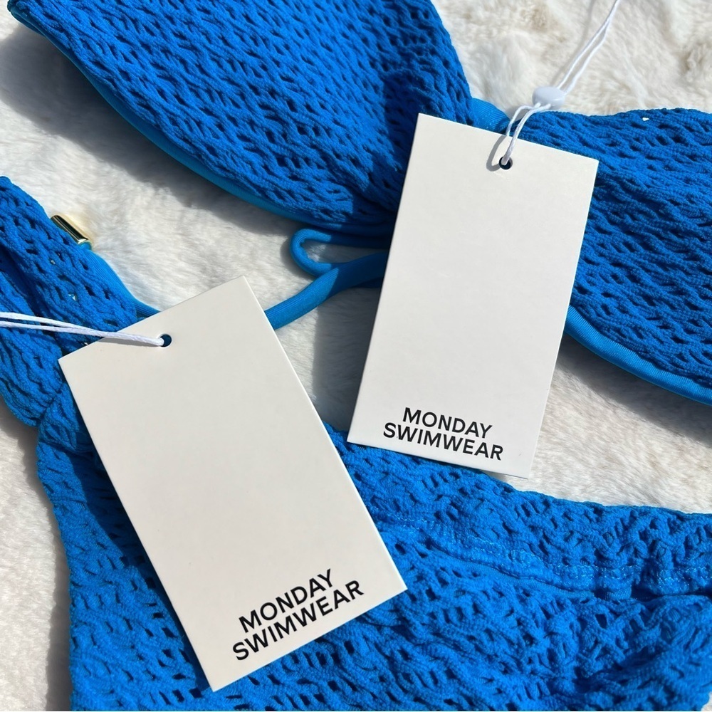 Monday Swimwear Electric Blue Textured Bikini Set - Picture 6 of 8